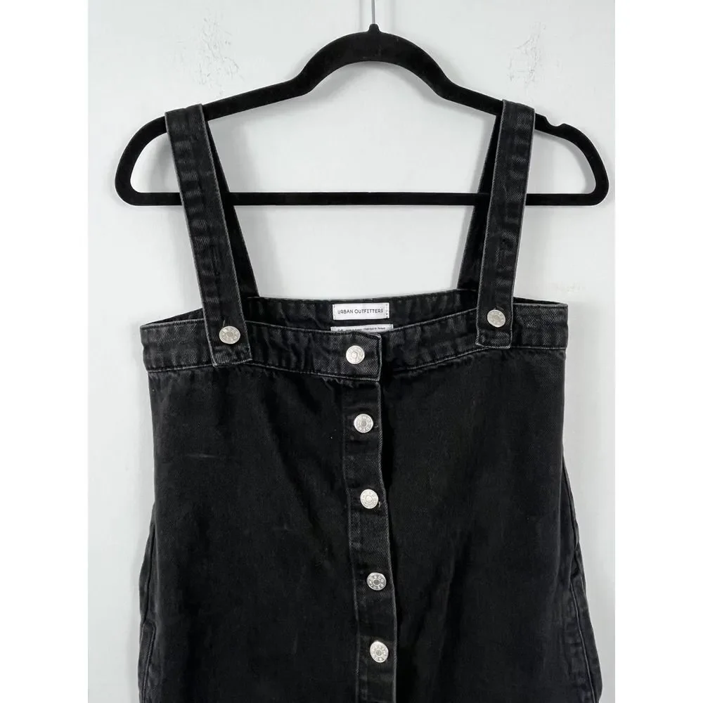 Urban Outfitters Denim Overall Black Jean Button Front Dress Size Small - Picture 3 of 8